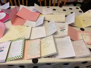 a table topped with lots of sticky notes at The Homestar in Skegness