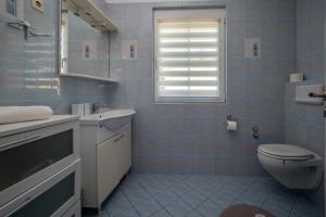 a bathroom with a toilet and a sink and a window at Apartments Domic in Banjole +36 photos