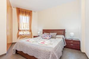 ein Schlafzimmer mit einem großen Bett und einem Fenster in der Unterkunft Apart-rent Apartamento Mimoses 0063 in Empuriabrava