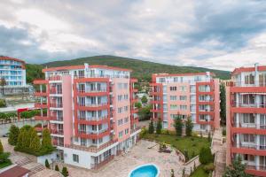 an overhead view of a group of apartment buildings at Privilege Beach Apartments in Sveti Vlas