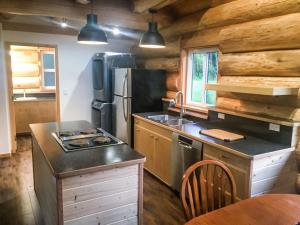 Una cocina o kitchenette en Bella Coola Grizzly Tours Cabins