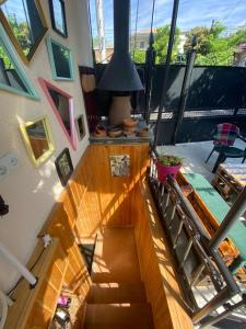 an overhead view of a staircase in a house at 1870 Hotel in Kutaisi