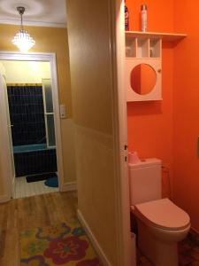 雷恩的住宿－St Yves，一间带卫生间和橙色墙壁的浴室