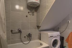 a shower in a bathroom with a washing machine at Holiday Home Kukurin in Bale