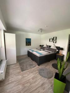 a bedroom with a large bed in a room at Evia Ferienwohnung in Heimbach