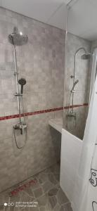 a bathroom with a shower with a tub and a shower at Huelintown in Málaga