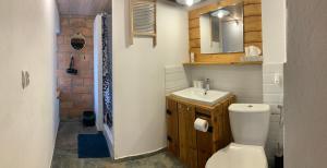 a bathroom with a white toilet and a sink at Agroturystyka Zacisze in Maciejowiec