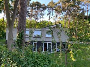 a house in the woods with trees at B&B 't Onderkomen in 't Harde