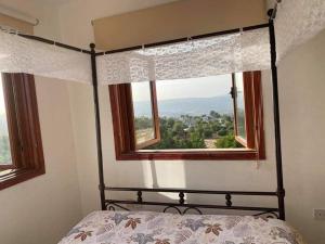 1 dormitorio con cama y ventana en Spring Of Life Forever en Amargeti