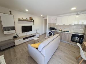 a living room with a couch and a kitchen at APARTMA IVA in Koper +12 photos