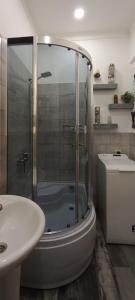 un baño con ducha y lavabo en Deja-View house, en Tiflis
