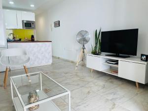 Televízia a/alebo spoločenská miestnosť v ubytovaní Apartamento Morrocoy
