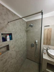 a bathroom with a shower and a sink at Apartment Sara in Umag