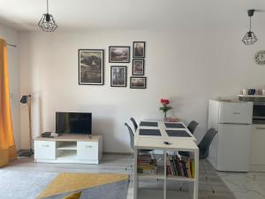 Kuchyň nebo kuchyňský kout v ubytování Apartament Maja na Spokojnej