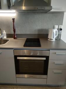 a kitchen with a stove and a sink at Vista Privilegiada in Punta del Este +51 photos