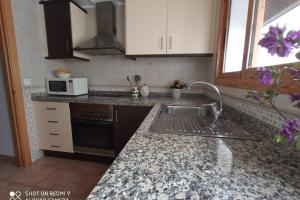 eine Küche mit Spüle und Mikrowelle in der Unterkunft LOFT ALQUILER ALCALALÍ in Alcalalí + 5 Fotos