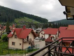 un gruppo di case con tetti rossi in un villaggio di Guest House Mountain a Bukovel
