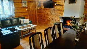 Prostor za sedenje u objektu Chata Górska Sowa dla 12 osób, 4 sypialnie,salon z kominkiem