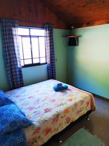 伊塔蒂亞亞的住宿－POUSADA DO BAR- BUDO，一间卧室设有一张床和一个窗口