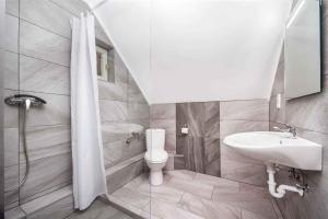 a bathroom with a toilet and a sink at Apartments in Balatonmariafürdo - Balaton 19491 in Balatonmáriafürdő