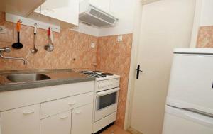a kitchen with a sink and a stove top oven at Apartmani Batinović - Baška Voda in Baška Voda