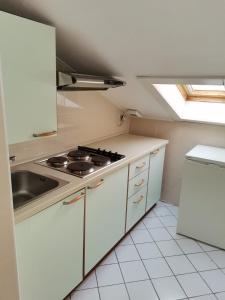 a kitchen with a stove and a sink in it at Villa Paola in Lavarone