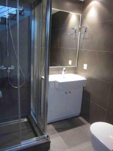 a bathroom with a sink and a shower and a toilet at Voramar 33A - Joana Attic in Port de Pollensa