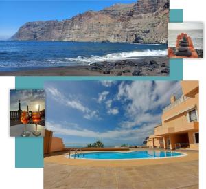 een collage van foto's met uitzicht op een berg bij Acantilados de Los Gigantes, Islas Canarias, España in Acantilado de los Gigantes