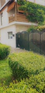 a black fence in front of a house at Vita de vie estival in Costinesti