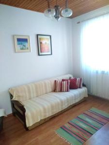 a couch sitting in a living room with a window at Apartman Martin in Senj