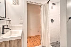a bathroom with a shower and a sink at Renovated Farmhouse Less Than 1 Mile to Okemo Mountain! in Ludlow +18 photos