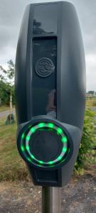 a parking meter with a green light on it at Hotel Fürstenberger Hof in Xanten