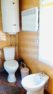 La salle de bains est pourvue de toilettes blanches et d'un lavabo. dans l'établissement Садиба «Пасіка» відпочинок в Карпатах, à Zelena