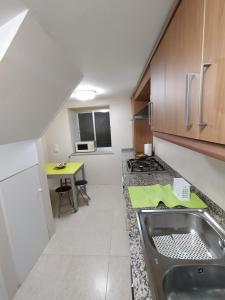 eine Küche mit Spüle und Arbeitsplatte in der Unterkunft O Porto Mariñeiro in Cillero
