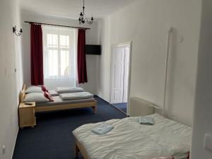 Zimmer mit 2 Betten und einem Fenster in der Unterkunft Apartmán Netolice 207 Deluxe in Netolice