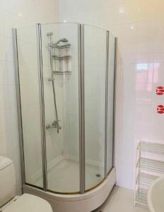 a shower stall in a bathroom with a toilet at BEST VIEW APARTMENT WITH TERRACE in Baku