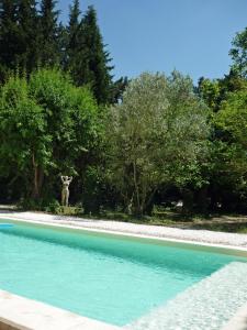 a animal is standing next to a pool of water at Mas De La Pomme De Pin in Noves