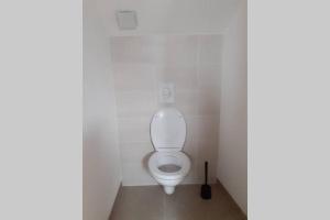 een kleine badkamer met een toilet in een stal bij Le Bouchatou (meublé touristique neuf)*** in Saint-Front