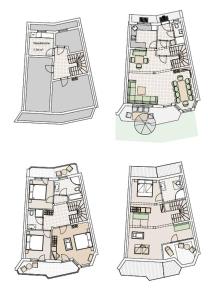a floor plan of a house with different views at Haus Elisengrund am Geigenbuehel - chalet privé in Seefeld in Tirol