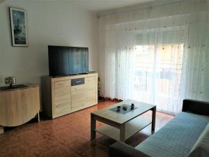 a living room with a couch and a tv and a table at Joan Apartment Gandia in Gandía