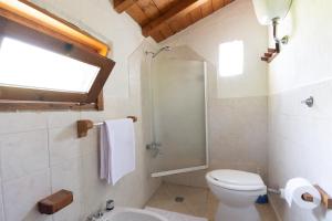 a bathroom with a toilet and a shower at Villa L'Oliveto in Oliena +12 photos