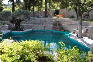 uma piscina num jardim com uma árvore em Villa Old Mill em Herceg Novi