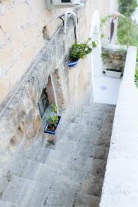 Blue Castle في ساليرنو: درج حجري مع نباتات الفخار على المبنى