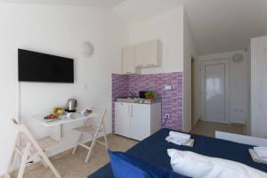 Televízia a/alebo spoločenská miestnosť v ubytovaní Studio Apartman Blue View
