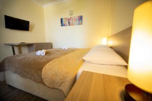 Ένα ή περισσότερα κρεβάτια σε δωμάτιο στο Hotel Chveni Ezo