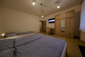 um quarto com duas camas e uma televisão em Apartmán Žacléř 160 / 11 em Zaclér