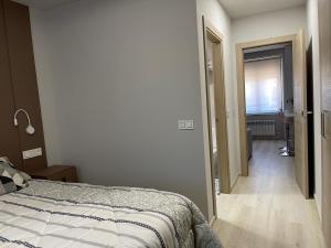 una camera con letto e corridoio di Apartamento Puertas del Orbigo 1 a Carrizo de la Ribera