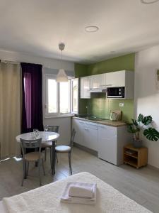 Kuchyň nebo kuchyňský kout v ubytování Apartments Adria