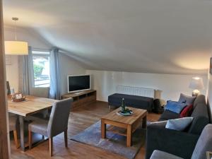 Televízia a/alebo spoločenská miestnosť v ubytovaní Apartmenthaus WALDHORN