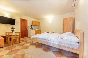 Posteľ alebo postele v izbe v ubytovaní Varázskő Apartman Gyula